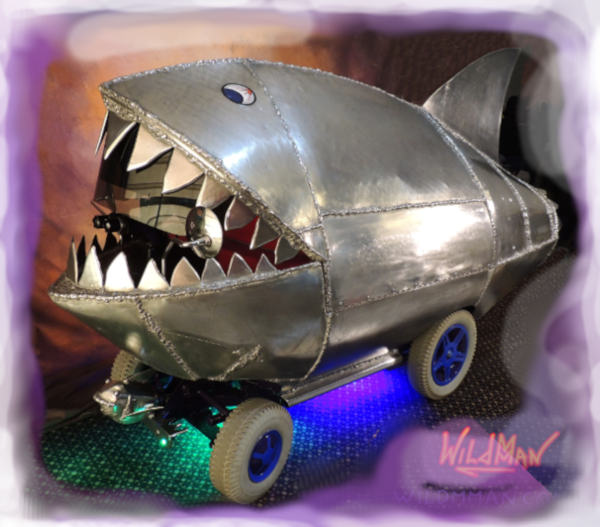 This image is of a Wildman mobility kart called Bubbles the Shark.