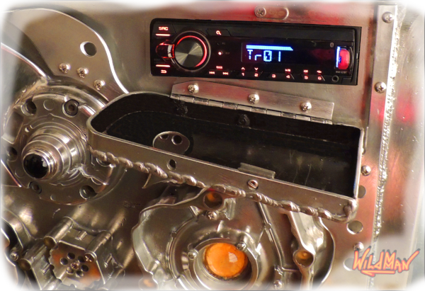This is an image of the media player on Wildmman's LED Sled electric mobility kart.
